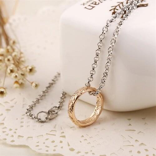 The One Ringss Necklace Sauron Elves Baggins Gollum Tolkien Letters Gold Color Pendant Fashion Movie Jewelry Men Women Wholesale