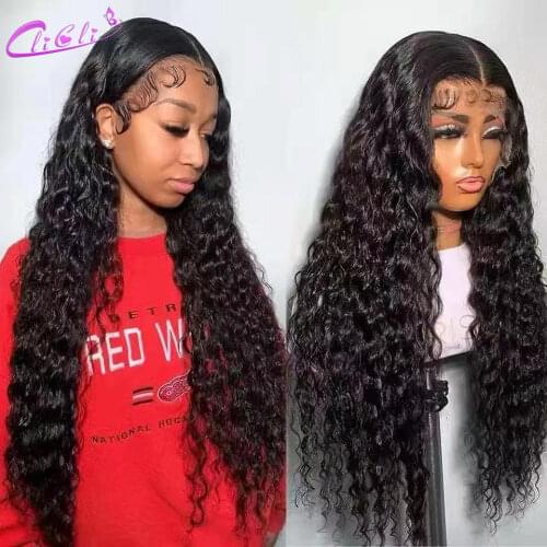 Brazilian Human Hair Wigs Water Wave Hd Lace Frontal Wig Waterwave 32Inch Lace Front Wig Wet And Wavy Curly 5X5 Lace Closure Wig