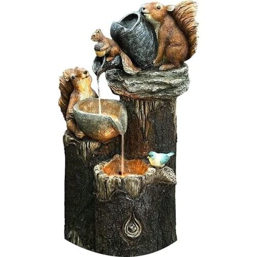 Resin Duck Family Patio Fountain Garden Decoration, Animal Garden Resin Statue for Outdoor Landscape Garden Design