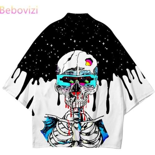 Plus Size 6XL 5XL 4XL 3XL XXL Skull Print Loose Japanese Cardigan Women Men Harajuku Kimono Cosplay Tops Blouse Yukata Clothing