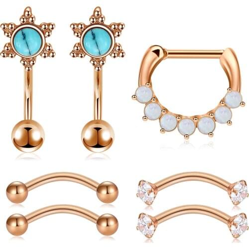 Hook earrings surgical steel, Click ring, curved, barbell, daisy, conch, cartilage, earrings, eyebrows, perforation