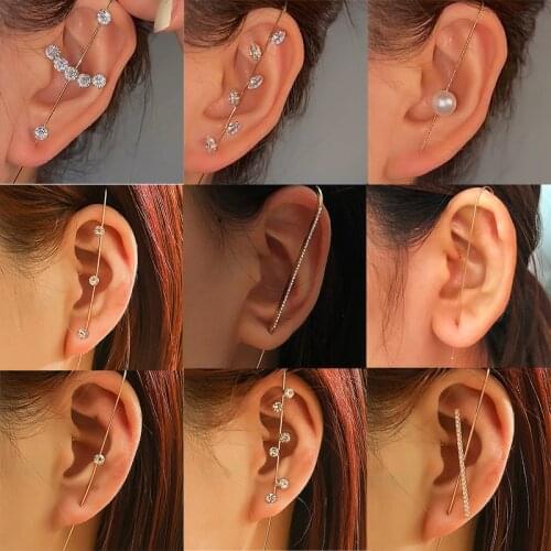 Puncture Earrings 2021 New Fashion All Kinds Of Smple Taping Drill Cold And Cold Wind Ear Hanging Female Sweet Earrings