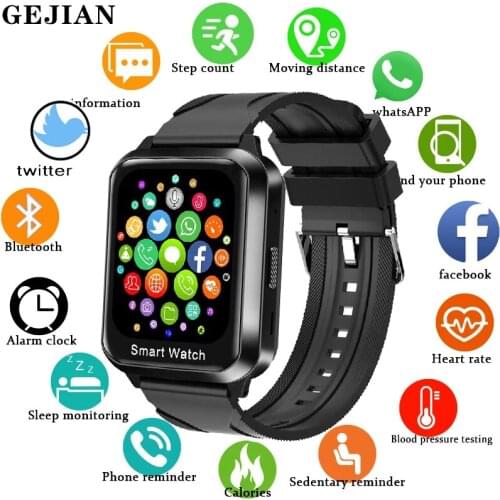 GEJIAN Smart Watch Men Bluetooth call Wireless Earphone 2 in 1 Heart Rate Blood Pressure Monitor Smartwatch Mens For Android Ios