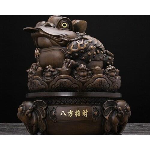 Golden Toad Chinese Style Decoration for Money At Home, Wine Cabinet, Living Room Decoration, Resin Handicraft Shop Gifts