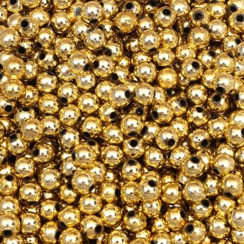 1000Pcs KC Gold Acrylic Beads For Jewelry Marking Loose Spacer Beads Bracelet Necklace Charm Jewelry Finding Decoration 4-10mm