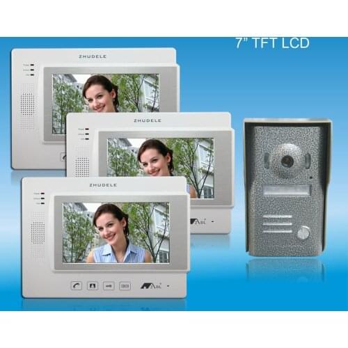 ZHUDELE Top quality 4-wired intercom system doorbel7"luxury color video door phone , CCD camera,nightvision&water proof (1 in 3)