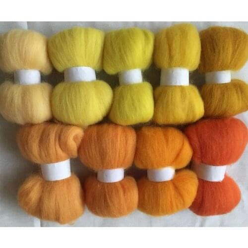 WFPFBEC 90g 10g/color wolvilt feltro mixed naaldvilten lana merino wool fibre roving for needle felting diy crafa feutrine