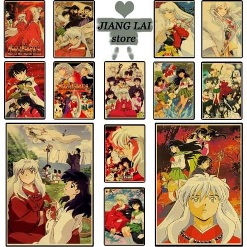Japanese anime Inuyasha series retro poster kraft paper poster high quality wallpaper decoration bedroom living room