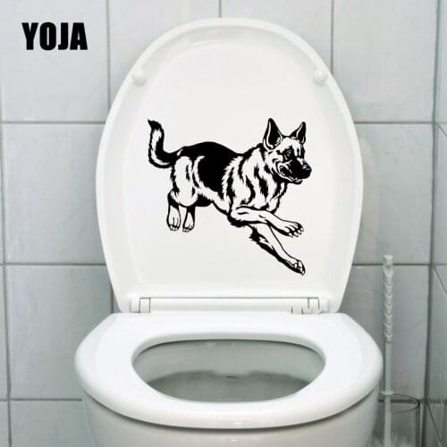 YOJA 22.2X20.7CM German Shepherd Dog Pet Animal Toilet Decal Home Decor Wall Sticker Art Picture T5-1496