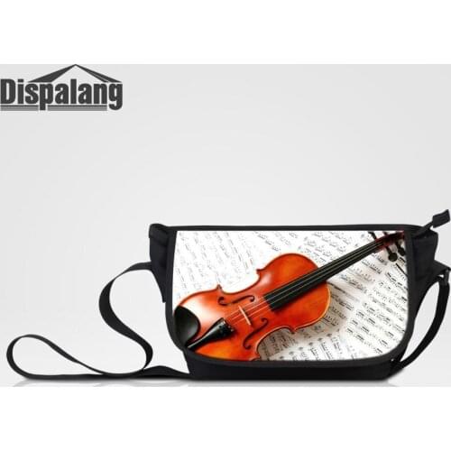 Dispalang Women Handbag Custom Violin Printed Crossbody Bag Musical Note Canvas Messenger Bag Female Shoulder Satchel For School