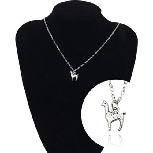 1pcs Hanging llamas Alpaca Charms Alloy Silver Color Pendants Necklace Handmade Jewelry Lover Choker Necklace Jewelry Gift