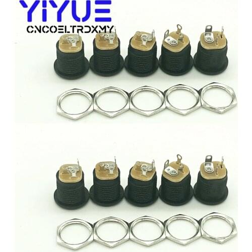 10Pcs/lot DC-022 5.5-2.1 / 5.5 x 2.1mm DC Power Socket/ DC Connector Panel Mounting DC022