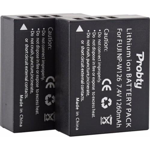 2Pcs Probty NP-W126 NP W126 Digital Battery for Fujifilm FinePix HS30EXR HS33EXR HS50EXR X-A1 X-E1 X-E2 X-M1 X-Pro1 X-T1 Camera