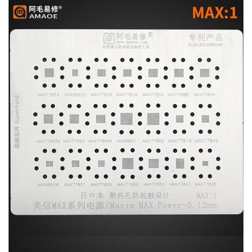 Amaoe Maxin Max Power IC Stencil MAX:1 For MAX98506 MAX77821 MAX77826 MAX77686 MAX77854 MAX77843 MAX77838 Solder Reballing Tin