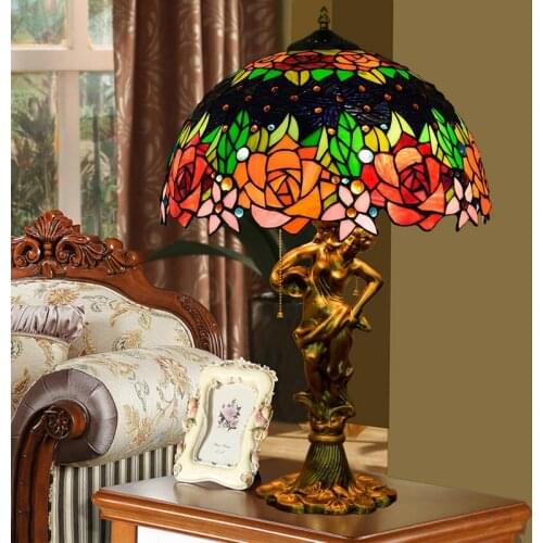 American classic creative Tiffany Style alloy beauty base table lamp living room dining room bedroom bedside table lamp
