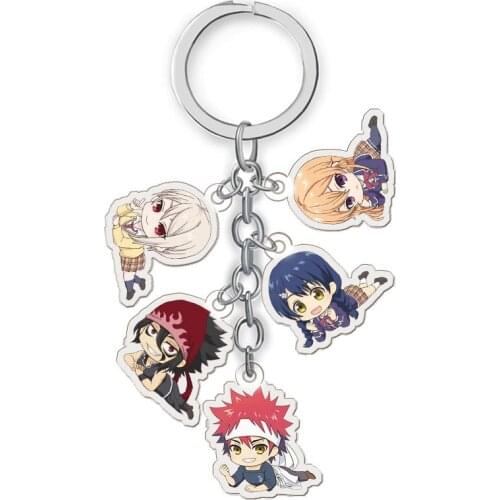 Anime Shokugeki No Soma Keychain Cartoon Figure Nakiri Erina Yukihira Souma Acrylic Pendent Keyring