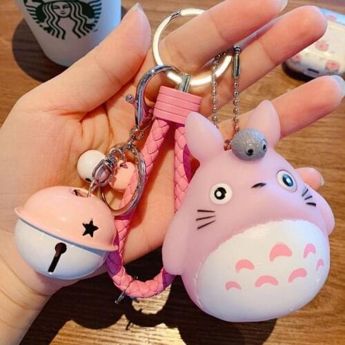Anime My Neighbor Totoro Cartoon Keychain Cute Cat Ball Pendant Key Rings Women Bag Keyholder Mini Doll Friend Fans Gift Key