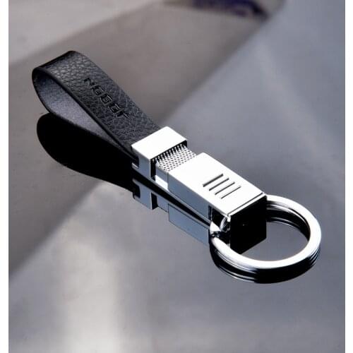 Business Men High-quality Car Keychain Simple Good Feel Key Pendant Fiber Leather Key Ring