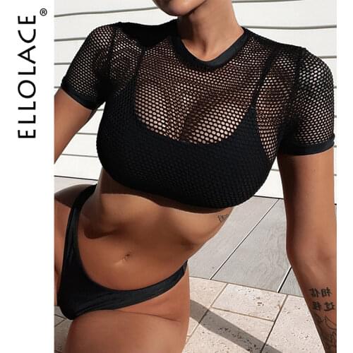 ELLOLACE Black Two-piece Swimwear