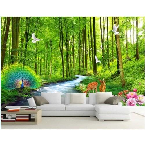 Custom photo mural 3d wallpaper Forest stream and water scenery tv background living room home decor wallpaper for walls 3 d
