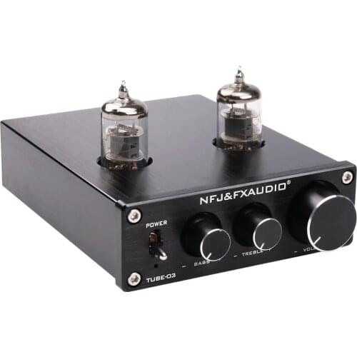 FX-AUDIO TUBE-03 MINI Bile 6K4 / 6J1 reamp Tube Amplifier Buffer HIFI Audio Preamplifier Treble Bass Adjustment Pre-amps DC12V