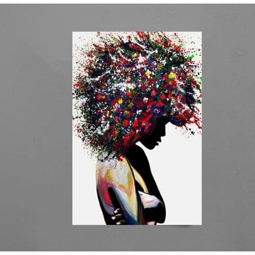 Colorful Graffiti Art Canvas Painting Poster Prints Afro Wild-curl up Women Canvas Oil Painting Wall Pictures for Living Room