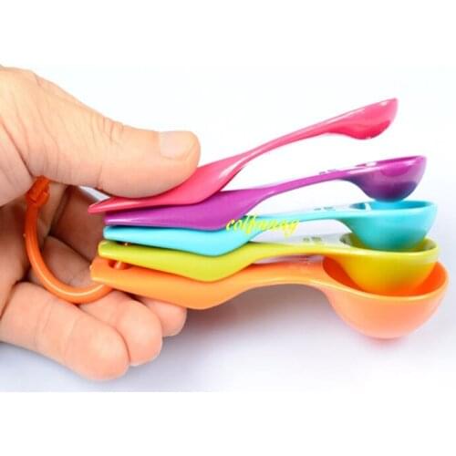 100sets/lot 5pcs Measuring Spoon Super Useful Sugar Cake Baking Spoon Combination Tea Icecream Spoon Kitchen Accessories