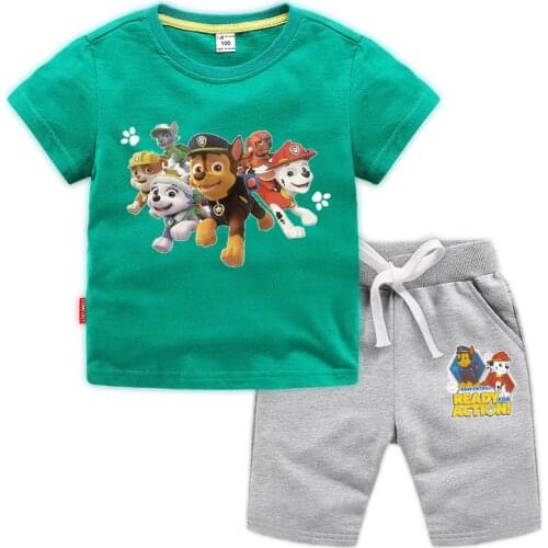 2021 Paw Patrol Chase Marshall Everest Baby Clothes Set Summer Kid T Shirt with Pants Suits 2pcs Tracksuit Outfits Boy Girl Gift