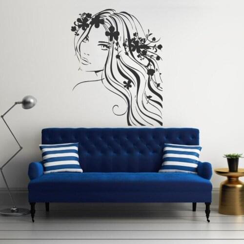 Beautiful Girl Wall Sticker Hot Fashion Style Girls Face Vinyl Wall Sticker Mural Home Bedroom Art Special Decorative DecalM-41