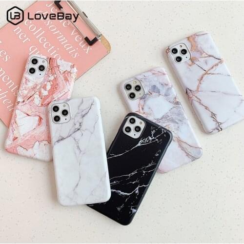 Lovebay For iPhone 11 Marble Case For iPhone 7 8 6 6S Plus 11 Pro X XR XS Max SE 2020 Phone Case Soft IMD Protection Back Cover