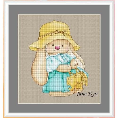 G Counted Cross Stitch Kit Fan blowing a fan Handmade Needlework For Embroidery 14ct Cross Stitch Bonnie Rabbit - Lady Rabbit