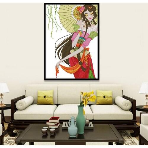 Stitch bordado de cruz cross stitch portrait crossing a dancing girl chinese printed cross stitch kits embroidery needlework set