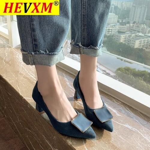 New suede square buckle Wedding party heels women pumps Spring/Autumn shallow Pointed Toe Strange Style dress sexy high heels