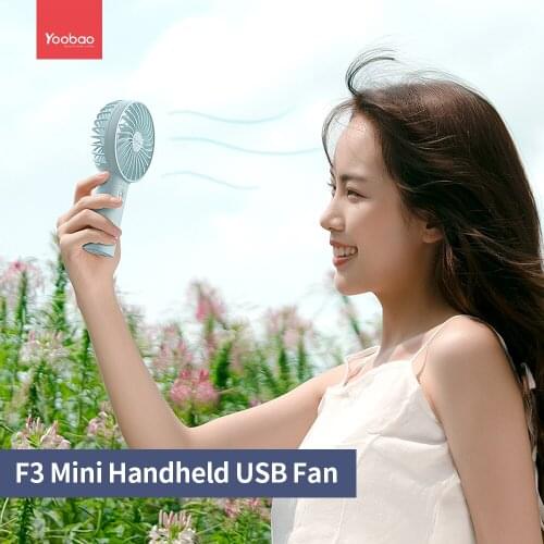 Rechargeable Yoobao Y-F3 USB Fan Handheld Mini Fan Desktop 3-level Small Fans Electrical Fan Blue/White 3000mAh
