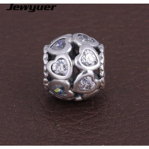 Valentines Day gift Love All Arround charms 925 Sterling Silver jewelry hearts charm Fit bead Bracelet DIY fine jewelry BE209