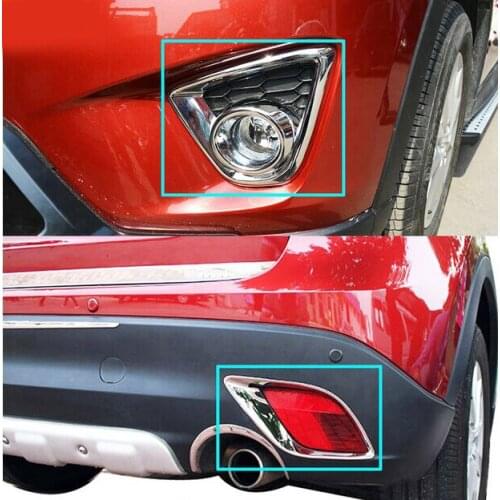 FIT FOR Mazda CX-5 CX5 2013-2016 CHROME FRONT + REAR FOG LIGHT FOGLIGHT LAMP COVER TRIM BUMPER REFLECTOR GARNISH MOLDING 2IN1