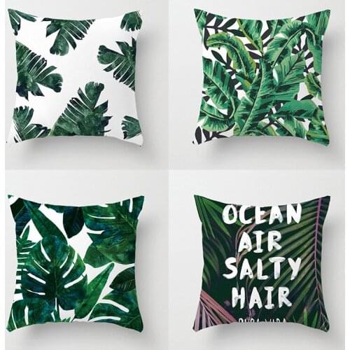 Pillow suede green plant pillowcase sofa cushion