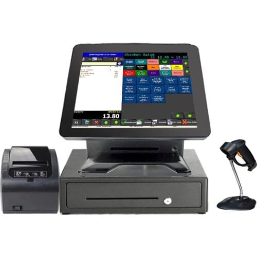 Whole set All In One 15 inch touchble clear screen pos system hardware for commercial shop Point Of Sales