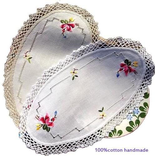 HOT cotton handmade Lace Embroidery table place mat pad Cloth napkin placemat cup mug wedding coaster Christmas doily kitchen