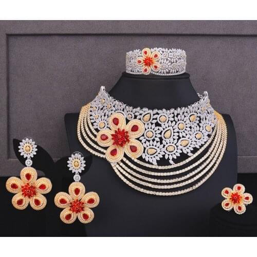 LARRAURI Luxury Bridal Zirconia Jewelry Sets For Women Charms African Dubai Nigeria CZ Crystal Wedding Jewelry Sets 2019