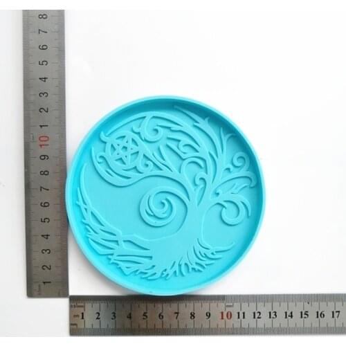DIY Crafts Tree Coaster Epoxy Resin Mold Cup Mat Casting Silicone Mould U90F