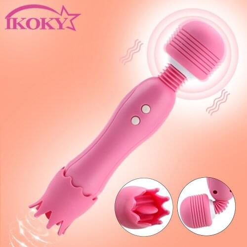 Clitoris Stimulator Powerful Magic Wand AV Vibrator Sex Toys for Women G Spot Massager Tongue Licking Clit Nipple Vibrators