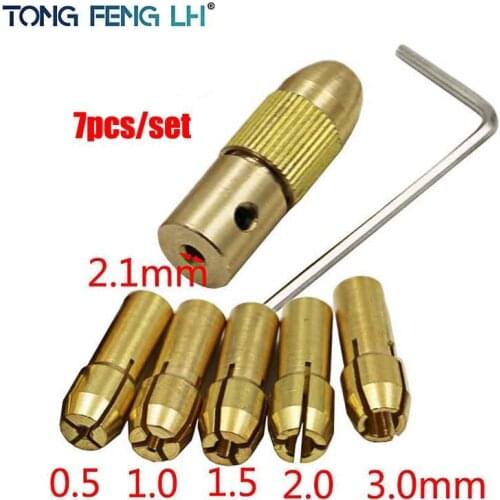 TONGFENGLH 7Pcs/set 0.5-3mm Small Electric Drill Bit Collet Micro Twist Chuck Tool Kit Popular hot selling