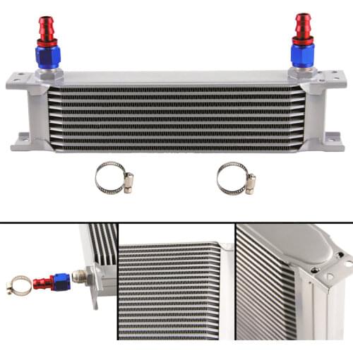 2" ALUMINIUM 8AN OIL COOLER - 10 ROW ENGINE OIL COOLER + AN8 FITTING / HOSE END