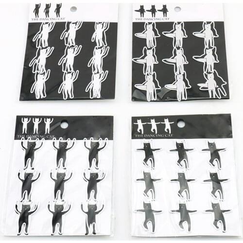 TUTU 9PCS/LOT fun cat Shape Paper Clips white Color Funny Kawaii Bookmark Office School Stationery Marking Clips H0084