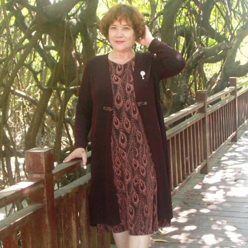 5xl 6xl 7xl plus size dress sets 2 piece set women sleeveless dress and coat outfits for women vintage cardigan 2 piece set H351