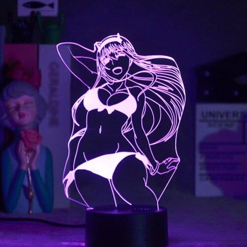 3D LED Night Light Zero Two Figurine Table Lamp Home Decoration Light Anime Waifu Gift DIY Darling In The Franxx Zero Two Lamp