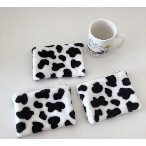1PC Cow Pattern Plush Coin Purses Mini Coin Wallet Storage Bag Card Holder Credit ID Wallet Pocket Women Girls Female Coin Purse