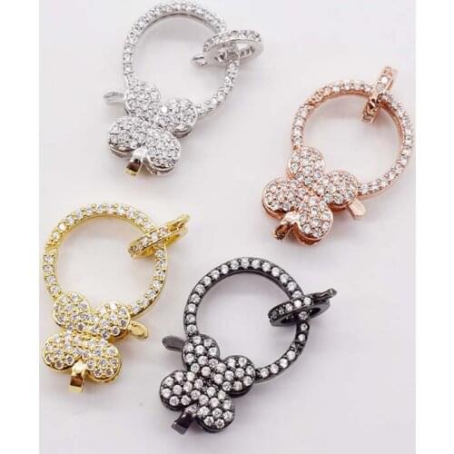 2pcs Wholesale CZ Micro Pave Flower Hook Lobster Clasp 15*25mm