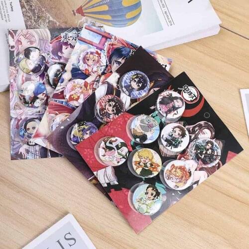 8Pcs/Set Anime Demon Slayer: Kimetsu No Yaiba Cosplay Badge Kawaii Cartoon Collect Backpacks Bags Badges Button Brooch Gift